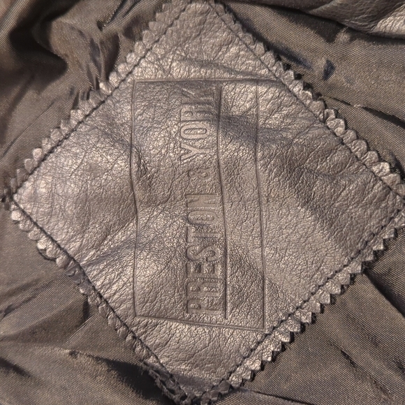 Preston & York vtg long sleek soft black leather Matrix witchy trench coat sz L - Picture 12 of 13